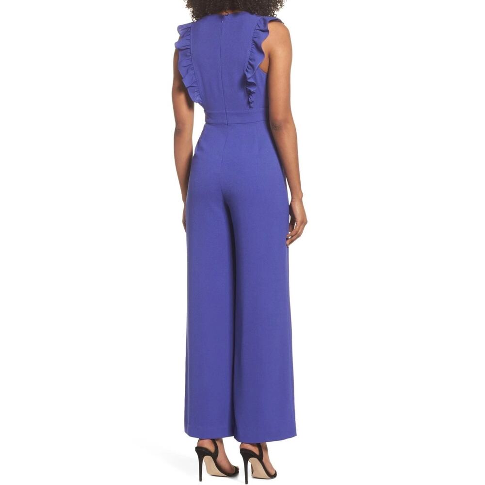 Charles Henry Purple Ruffle Sleeveless Wide Leg Jumpsuit Size XS - Picture 4 of 7